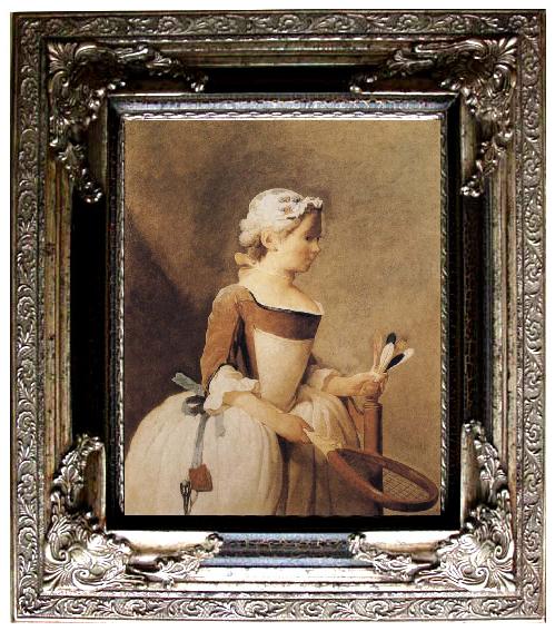 framed  Jean Baptiste Simeon Chardin Girl with a Racquer and Shuttlecock, Ta053